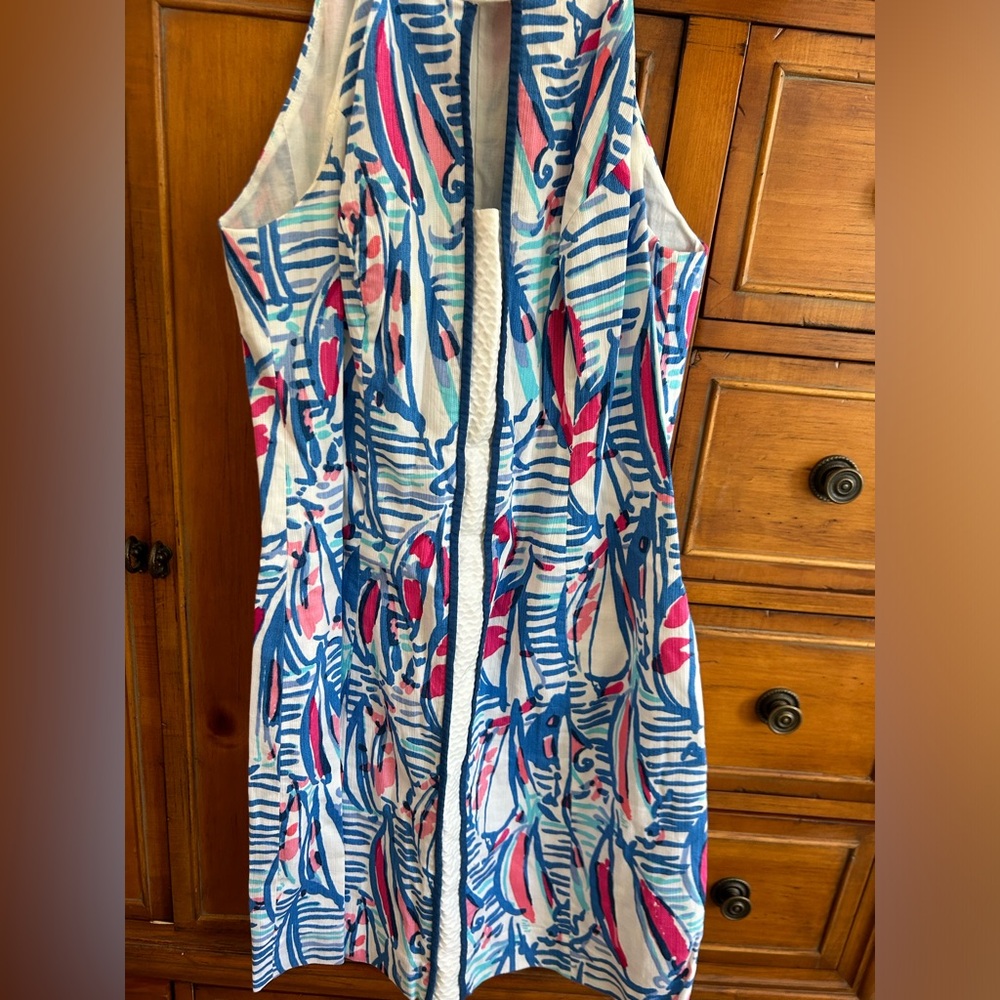 Pearl Resort White Red Right Return Sailboat Print Shift Dress - Picture 2 of 4